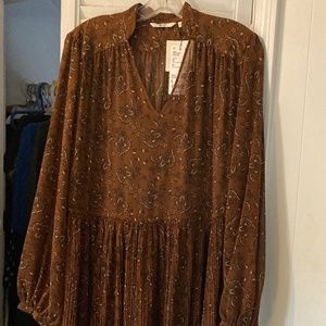 Brown chiffon floral dress NWT